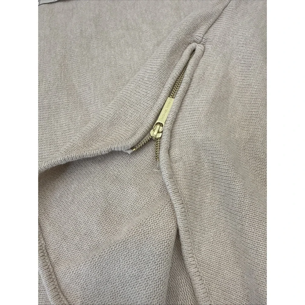 Michael Kors Womens Beige Long Sleeve Side Zip Knitted Pullover Sweater Size M